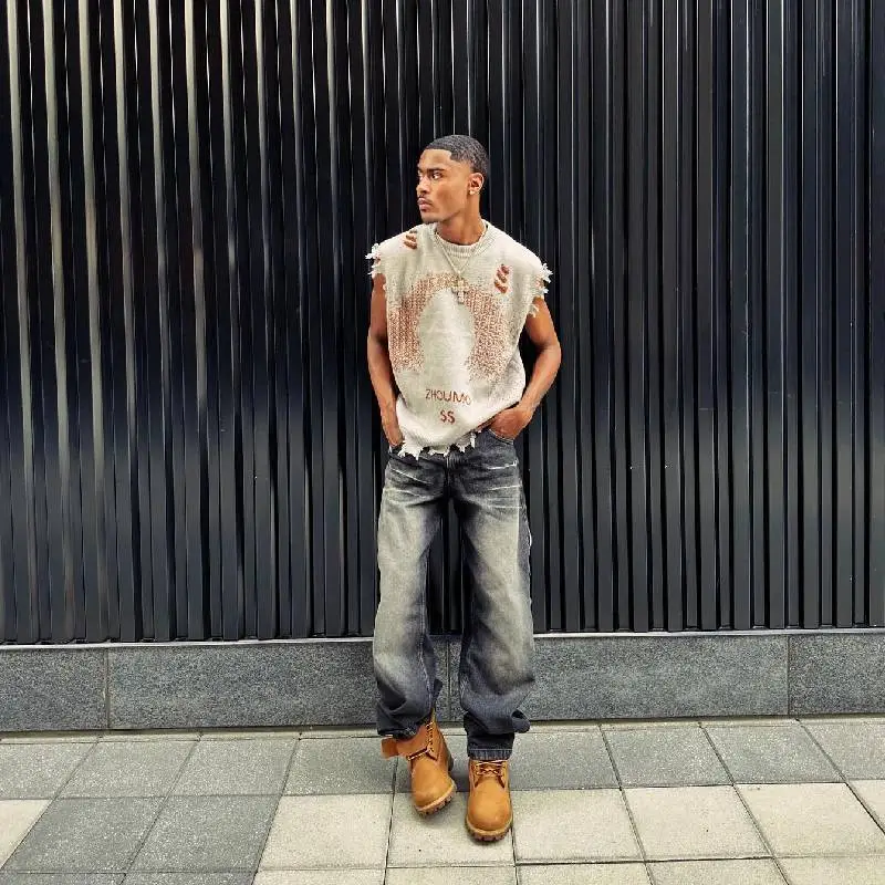 New style Retro Hacker Invades And Destroys Fur edged Vest swag OOTD-3