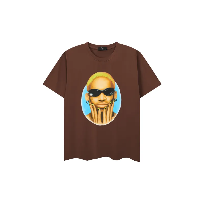 Loose Letter Cotton Blended Fabric T Shirt-0