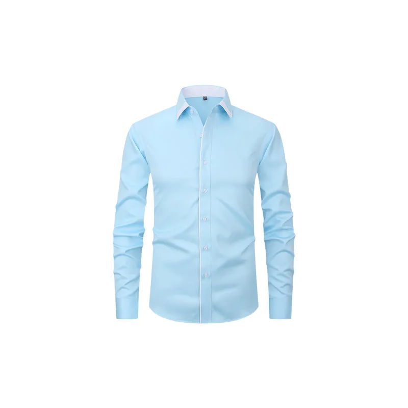 Casual Plain Polyester Blend Fabric Shirt-0