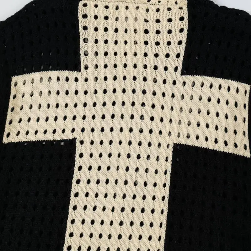 Casual Contrast Color Acrylic Fibres Knitwear-3
