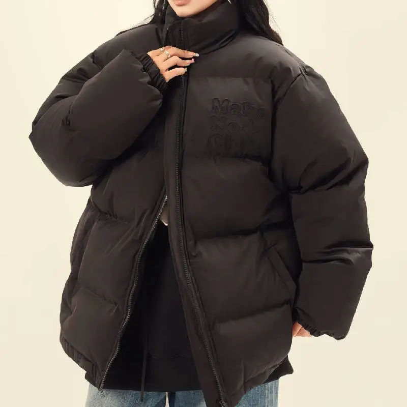 Plain Loose Blended Synthetic Fabrics Quilted Jacket-2