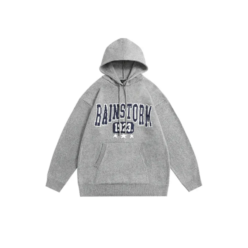 College Style Niche Knit Hoodie-0