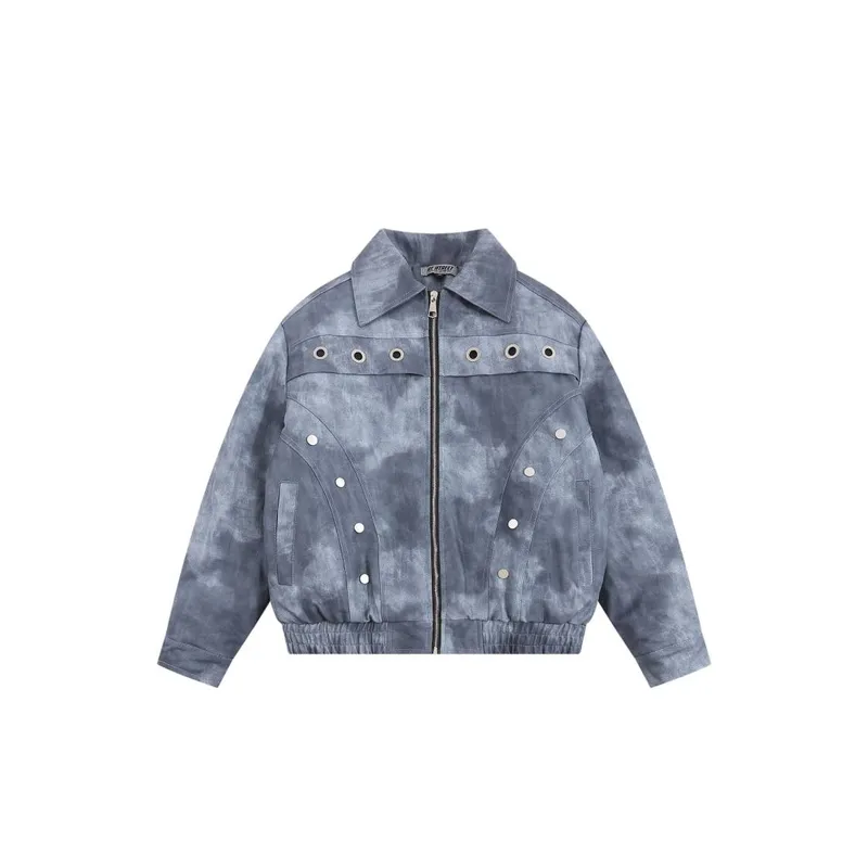 Original Design Functional Hardware Accessories Leather Jacket-0