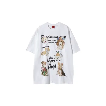 Retro Cute Cotton Blended Fabric T Shirt Unisex