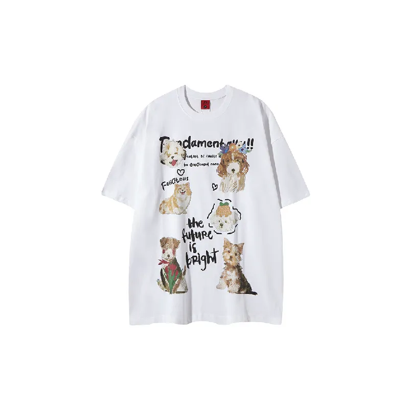 Retro Cute Cotton Blended Fabric T Shirt Unisex-6