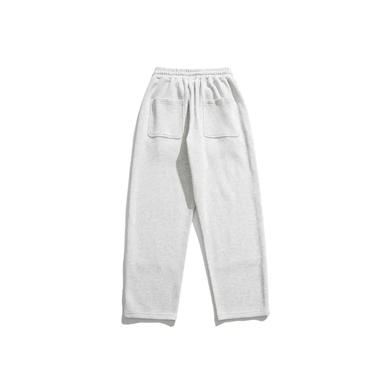 Retro Casual Solid Color Large Pocket Design Loose Straight Pants-3