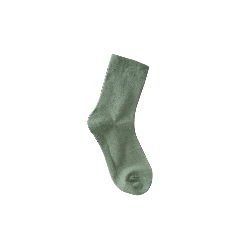 Plain Fashionable Combed Cotton Mid Calf Sock-1