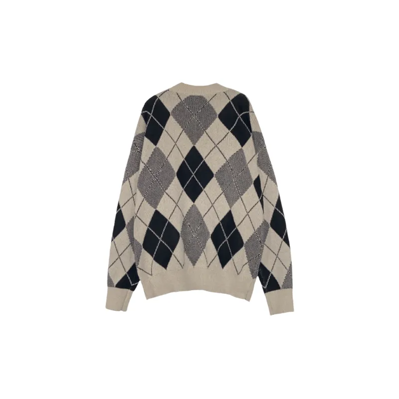 Casual Plaid Rabbit Hair Knitwear-1
