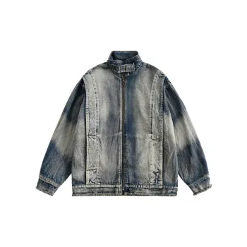 New Vintage Washed Aviator Loose Denim Jacket