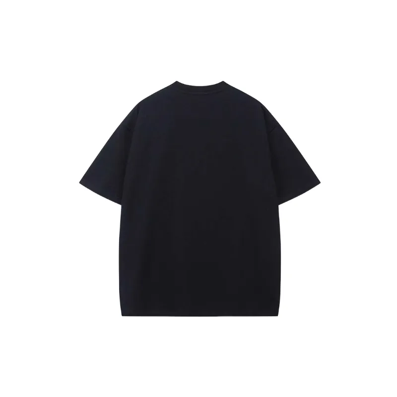 Embroidery Loose Cotton Blended Fabric T Shirt-1