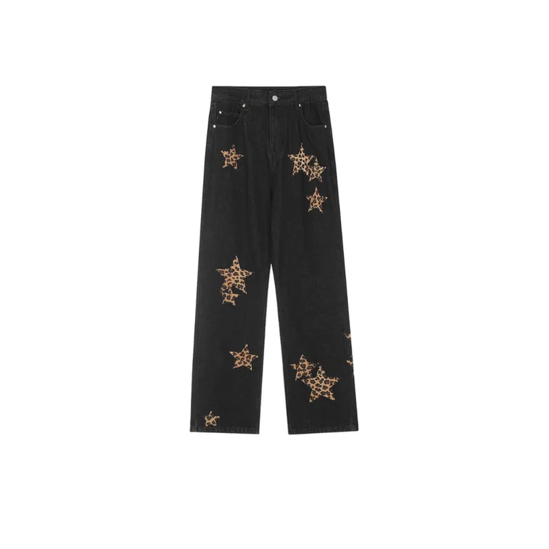 Trendy Leopard Print Jeans-0