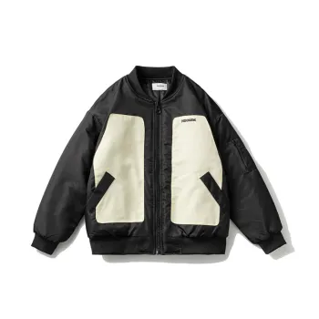 Contrast Color Stitching Letter Embroidered Collar Cotton padded Clothes