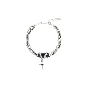 Black Obsidian Starry Cross Bracelet