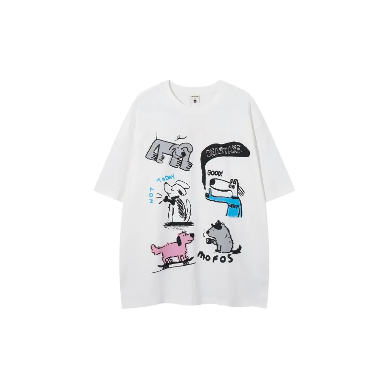 Fashionable Cartoon Cotton Blended Fabric T Shirt Unisex-6
