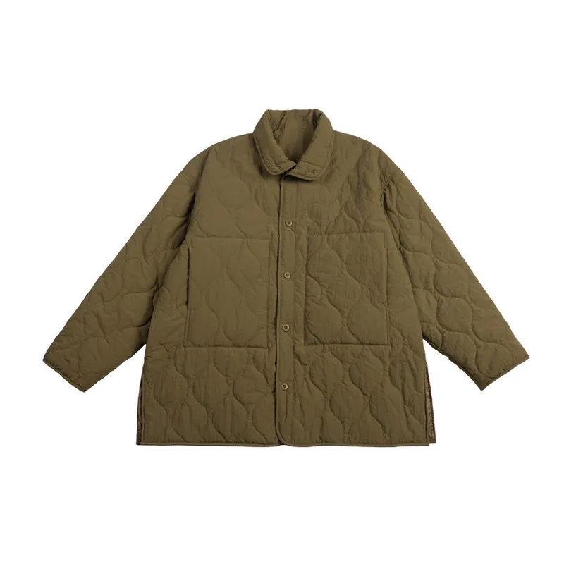 Street Loose Blended Synthetic Fabrics Quilted Jacket-0