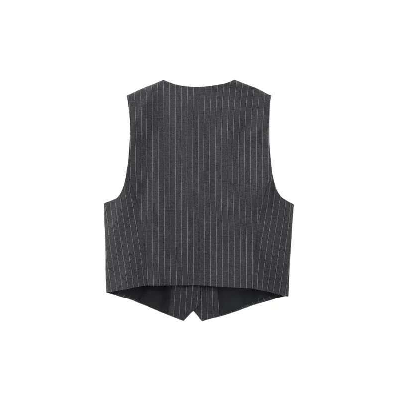 Fashionable Striped Polyester Vest Women-1