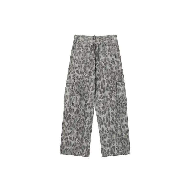 Washed Leopard Print Overalls-1