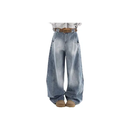 Retro Washed Loose Jeans Women