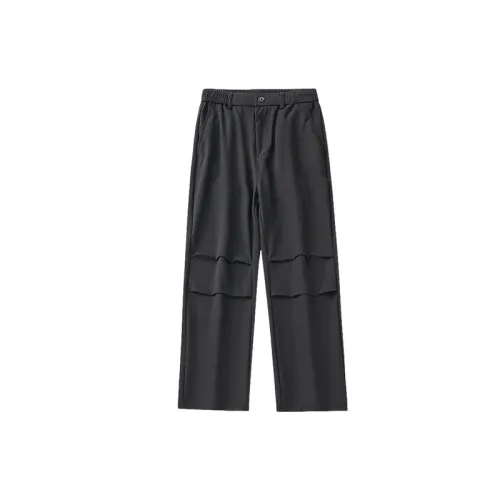 Loose Simple Blended Synthetic Fabrics Casual Pants