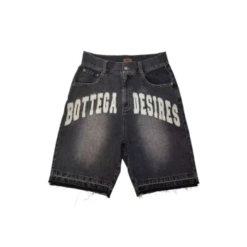 Retro Letter Loose Denim Shorts