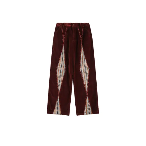 Retro Diamond Stitching Corduroy Pants