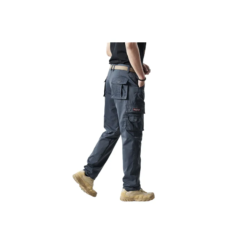 Casual Washed Blended Synthetic Fabrics Cargo Pants Unisex-3