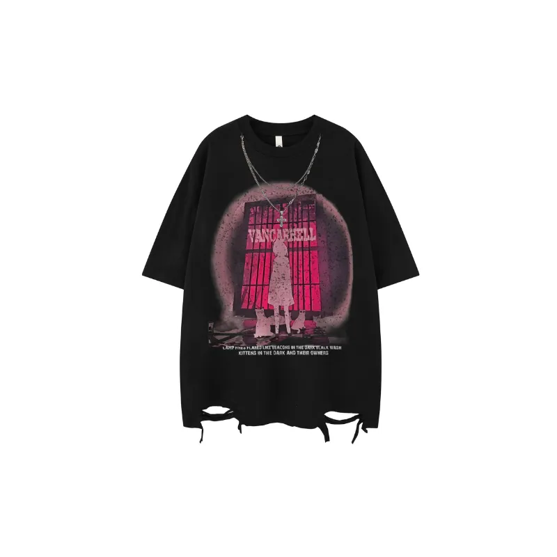 Retro Casual Cotton Blended Fabric T Shirt Unisex-0