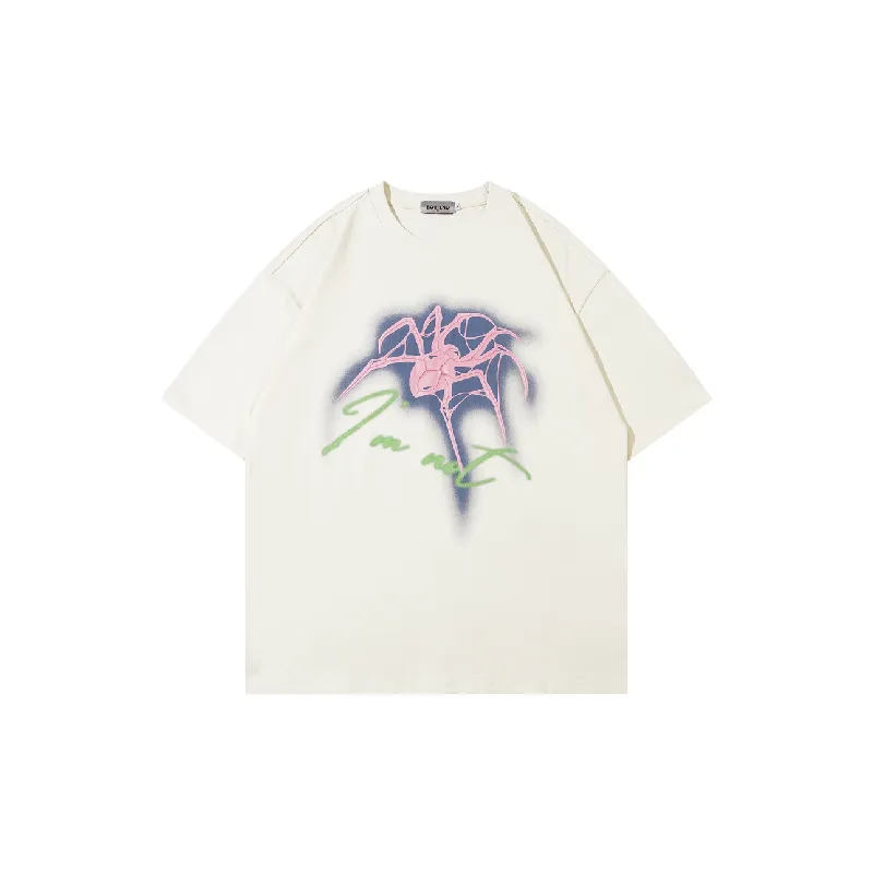 Street Loose Cotton Blended Fabric Spider T Shirt