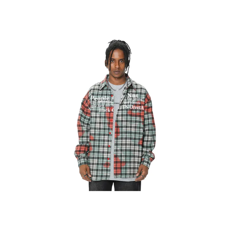 Retro Street Fashion Plaid Long Sleeve Shirt-6