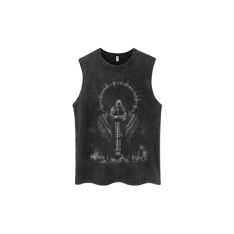 High Street Retro Wash Sleeveless T shirt
