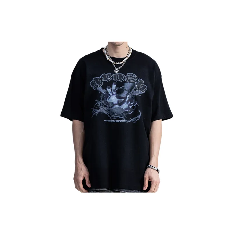 Retro Dark Style Loose Print T Shirt-2