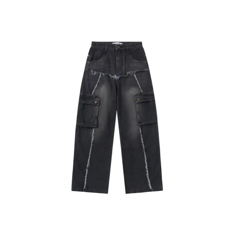 Retro Washed Loose Straight Jeans-0