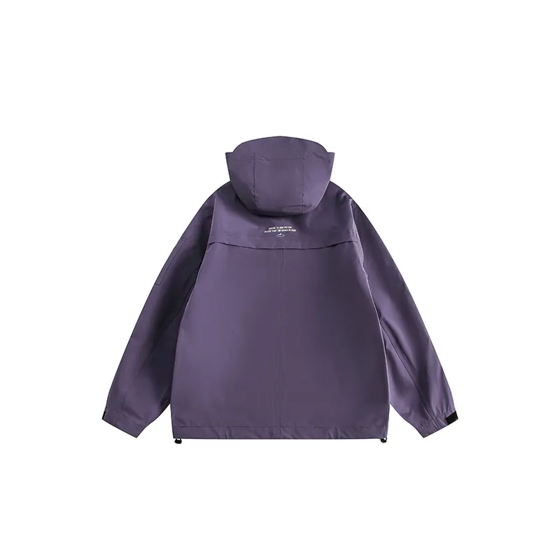 Solid Color Multi Pocket Hooded Waterproof Jacket-5