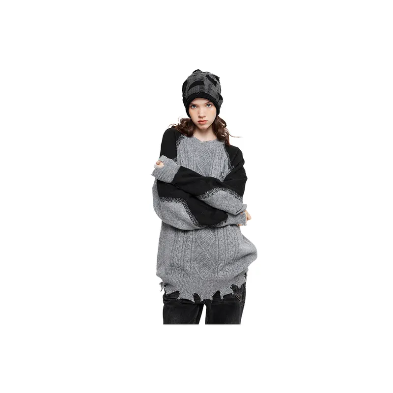 Stitching Lazy Style Retro Sweater-2