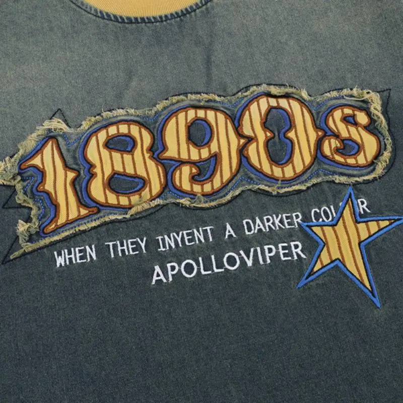 Retro Casual Denim T-Shirt-3