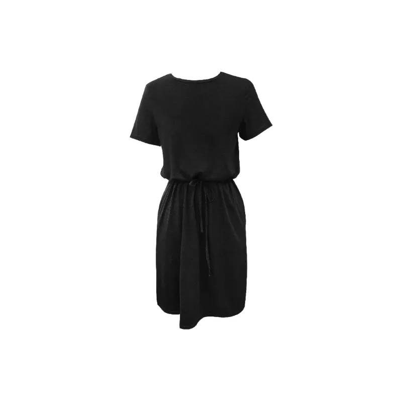 Simple Plain Polyester Dress Women-0
