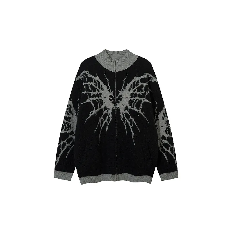Retro Butterfly Cotton Blended Fabric Sweater-0