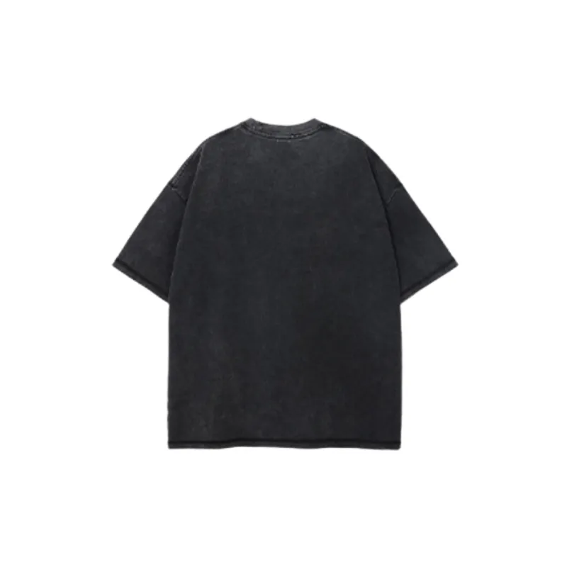 Washed Distress 100% Cotton T Shirt-1