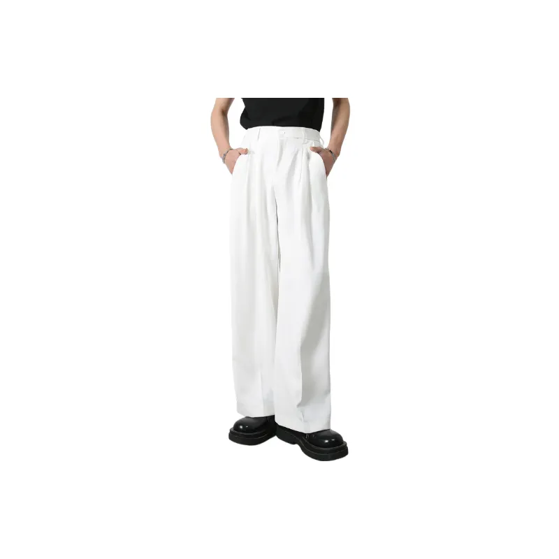 Casual Loose Blended Synthetic Fabrics Suit Trousers-5