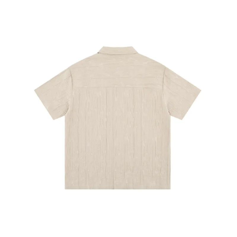 Retro Plicated Blended Synthetic Fabrics Shirt-3