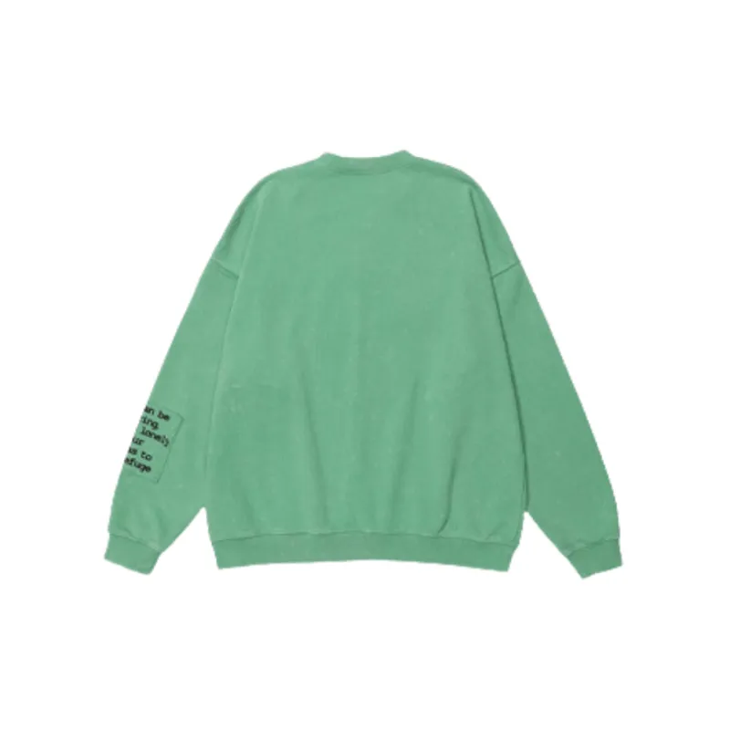 New Cloth Letter Loop Simple Loose Dropped Shoulder Sweatshirt-1
