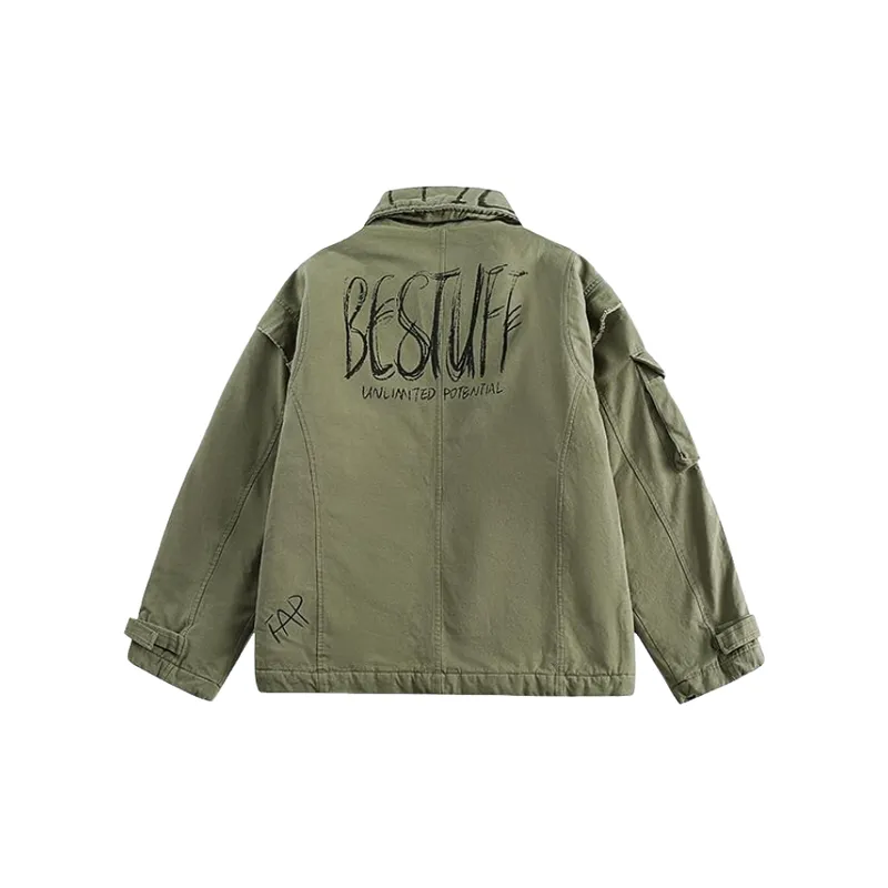 Retro Washed Short Workwear Cotton Coat-1
