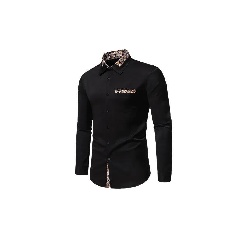 Fashionable Contrast Color Cotton Blended Fabric Shirt-9