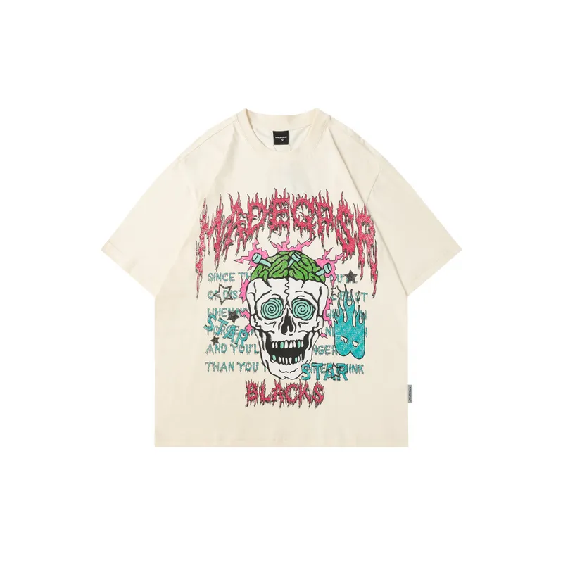 Round Neck Skull Print Summer T Shirt-0