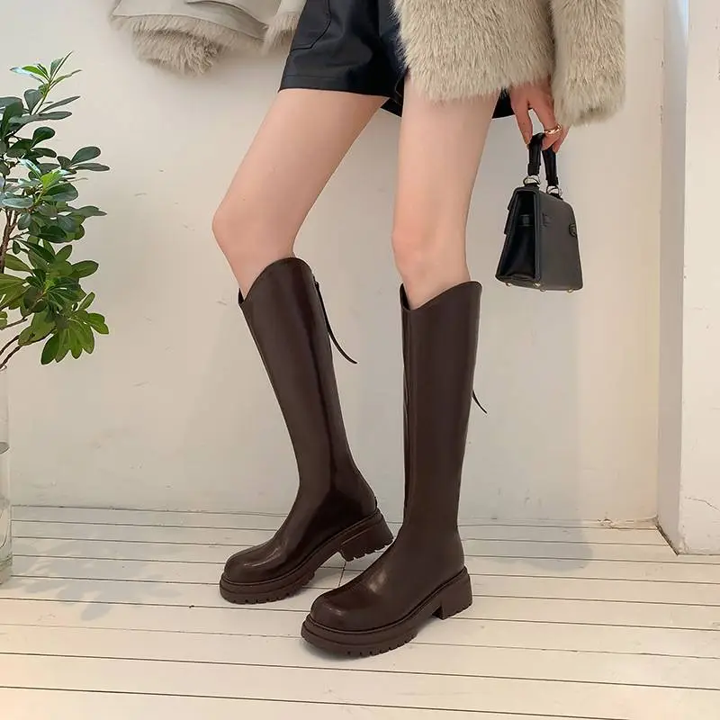 Fashionable Plain Knee High Boots-5