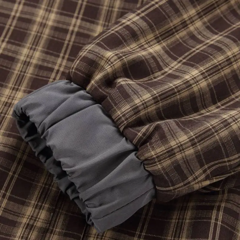 Casual Loose Plaid Blended Synthetic Fabrics Jacket-9