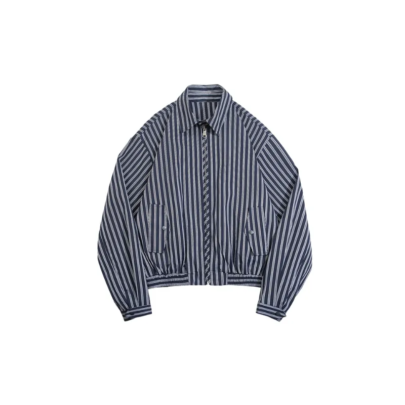 Retro Loose Workwear Striped Jacket-4