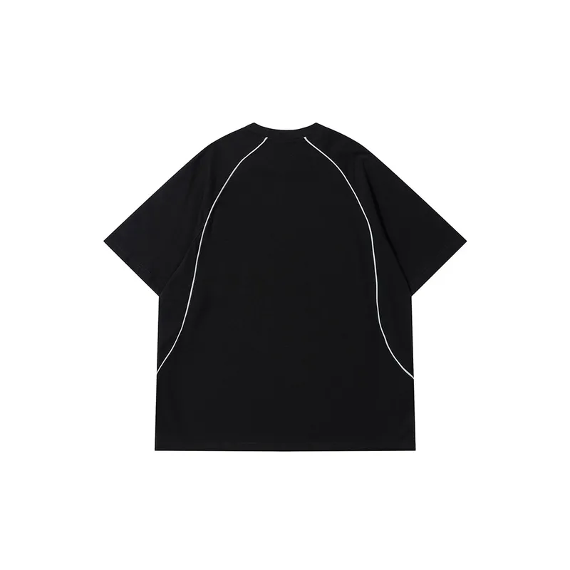 Reflective Strip Niche Racing Style Dark Short sleeved T shirt-3
