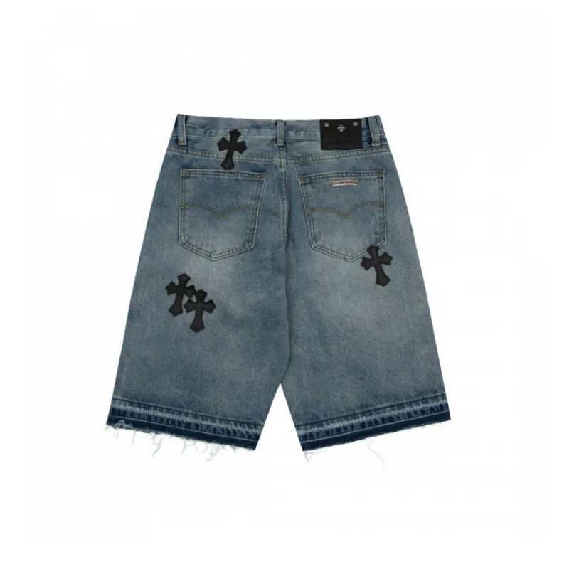 Fashionable Embroidered Denim Shorts-9