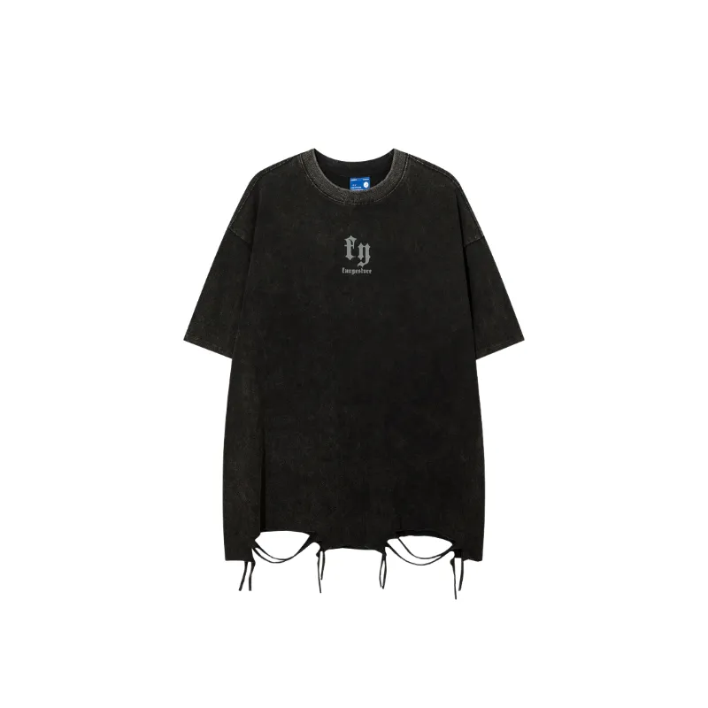 Street Loose Cotton Blended Fabric T Shirt-0